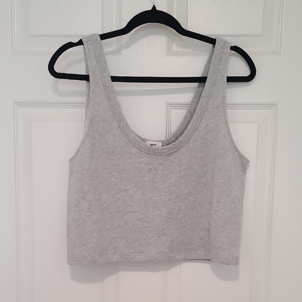 aerie Light Gray Cropped Tank
